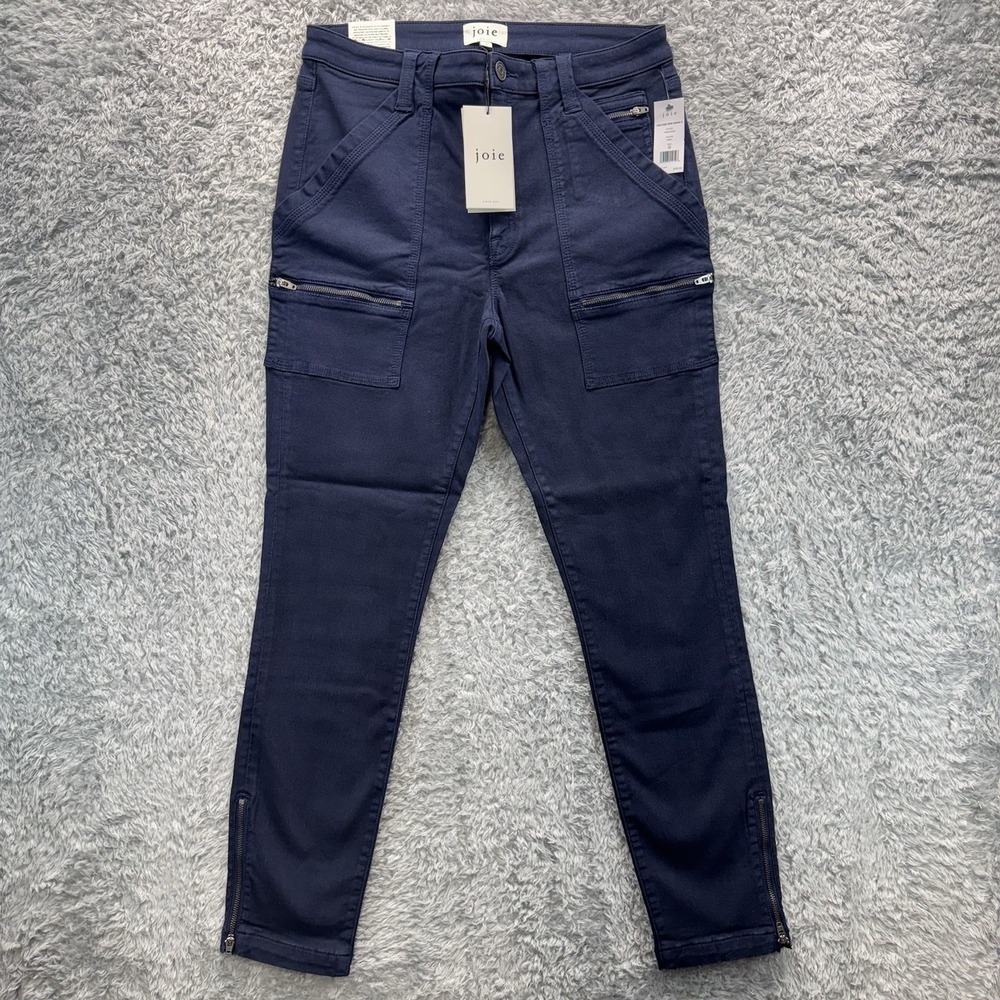 NWT Joie High Rise Park Skinny G Pants Navy Blue Utility Zip MSRP $228 Size 31
